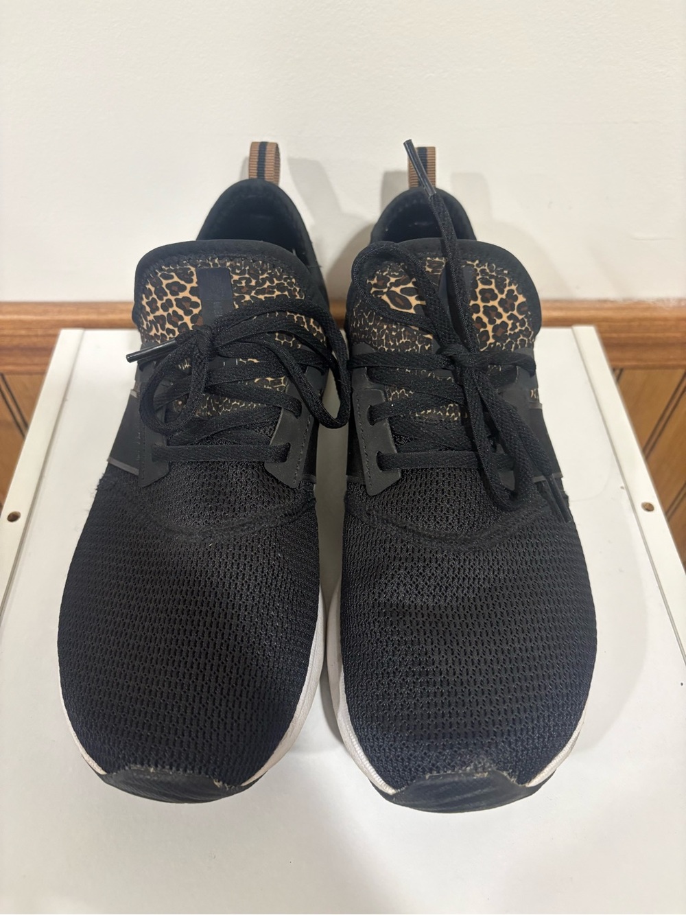 New Balance Black Sneakers with Leopard Accent